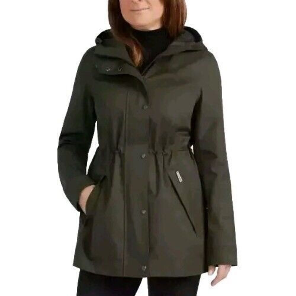 HUNTER Women's S Cotton Smock Hooded Rain Jacket Water Resistant Olive Green NEW - Picture 16 of 16